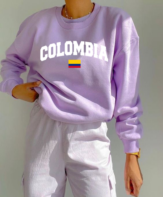 Sweatshirt Lila Logo Colombia Blanco